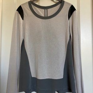 Aiko Blouse Long Sleeve Viscose/Silk/Leather Colorblock Size Small